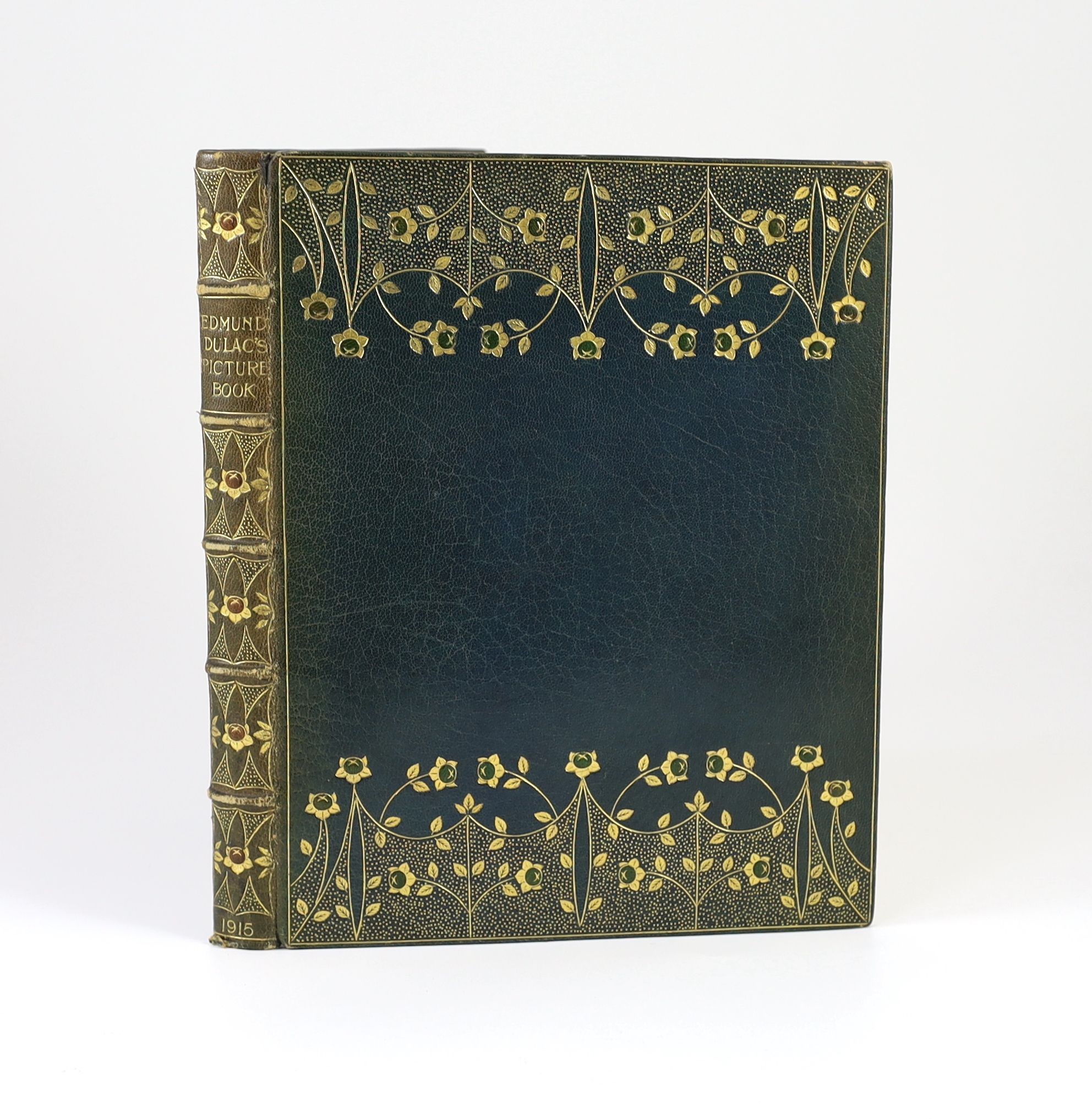 Fine binding - Dulac, Edmund - Picture-Book for the French Red Cross, 4to, fine full levant morocco, crushed, inlaid and gold tooled, with doublures, with portrait and 19 coloured plates, Hodder and Stoughton, London [c.